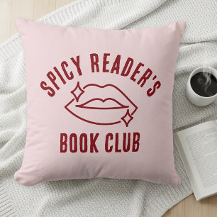 Spicy Reader's Book Club Pink Throw Pillow