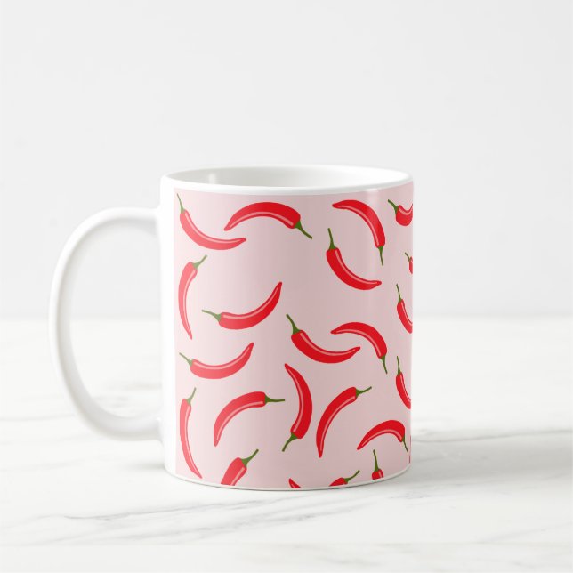 Spicy Red Chilli Pattern Coffee Mug (Left)