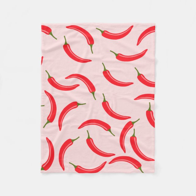 Spicy Red Chilli Pattern Fleece Blanket (Front)