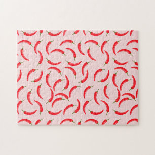 Spicy Red Chilli Pattern Jigsaw Puzzle