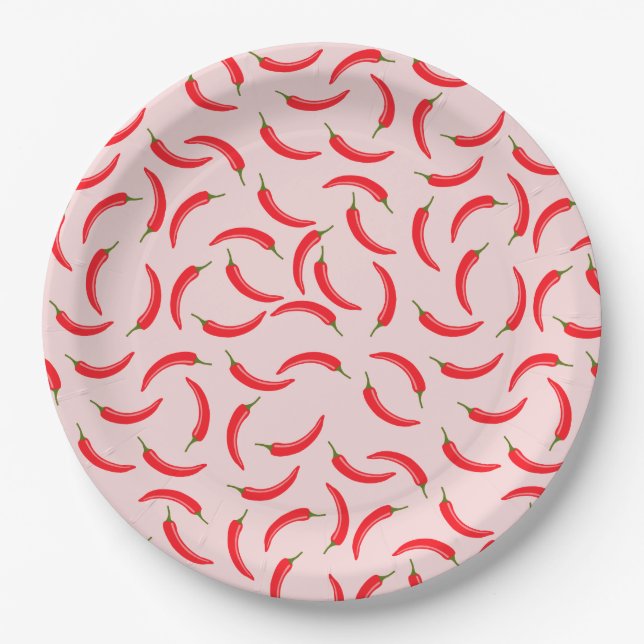 Spicy Red Chilli Pattern Paper Plate (Front)