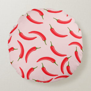 Spicy Red Chilli Pattern Round Cushion