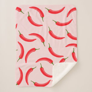 Spicy Red Chilli Pattern Sherpa Blanket