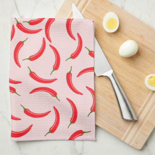 Spicy Red Chilli Pattern Tea Towel