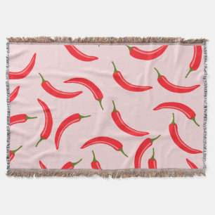Spicy Red Chilli Pattern Throw Blanket