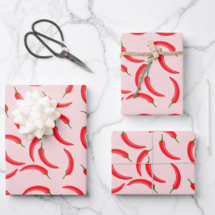 Spicy Red Chilli Pattern Wrapping Paper Sheet