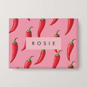 Spicy Red Chilli Pepper Pattern on Pink Background