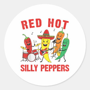 Spicy Red Hot Silly Peppers Band Parody Chilli Car Classic Round Sticker