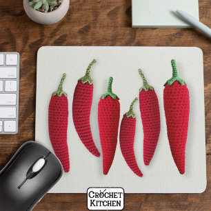 Spicy Red Minimal Crochet Jalapeno Knit Crafts   Mouse Pad