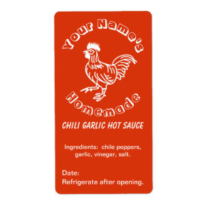 Spicy Rooster Custom Hot Sauce Labels Chilli