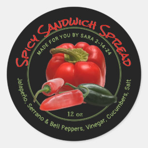 Spicy Salad Spread with Red and Green Peppers Classic Round Sticker
