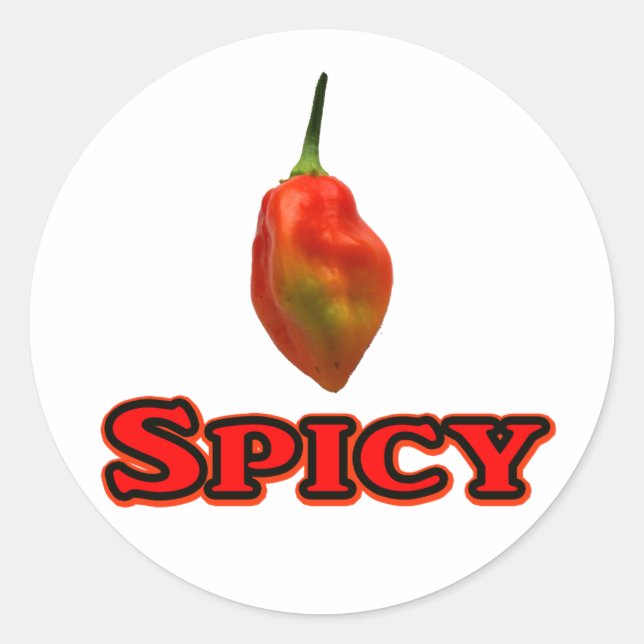Spicy Single Habanero Hot Pepper Design Classic Round Sticker (Front)
