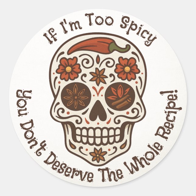 Spicy Sugar Skull Calavera Day of the Dead Sticker (Front)