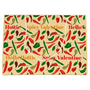 Spicy Valentine Hello Hottie red pepper Large Gift Bag