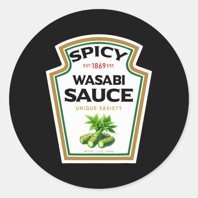 Spicy Wasabi Sauce Bottle Label Funny Halloween Co (Front)