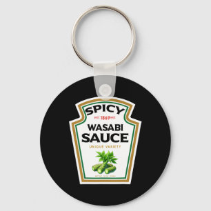 Spicy Wasabi Sauce Bottle Label Funny Halloween Co Key Ring