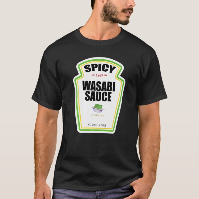 Spicy Wasabi Sauce Bottle Label  Halloween Costume T-Shirt (Front)