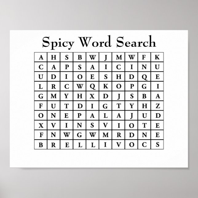 Spicy Word Search Poster (Front)