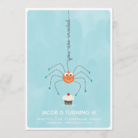Spider and a cupcake Birthday Party Invitation
