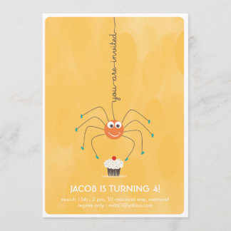 Spider and a cupcake Birthday Party Invitation
