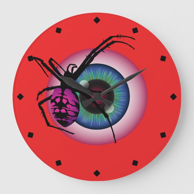 Spider and Bloodshot Eyeball Large Clock (Front)