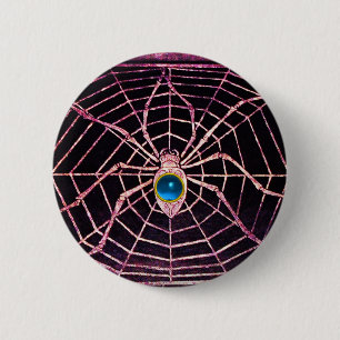 SPIDER AND WEB Blue Sapphire Black 6 Cm Round Badge