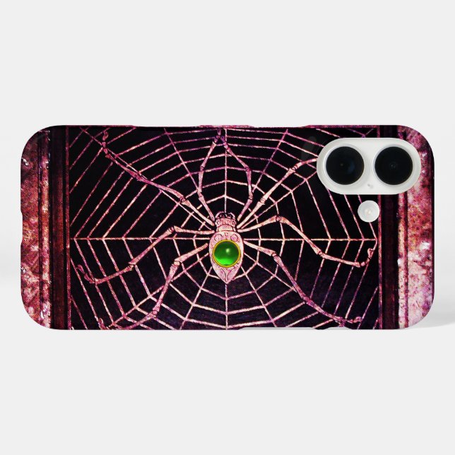 SPIDER AND WEB GREEN EMERALD Black Case-Mate iPhone Case (Back (Horizontal))