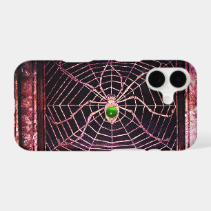 SPIDER AND WEB Green Emerald Gem Black