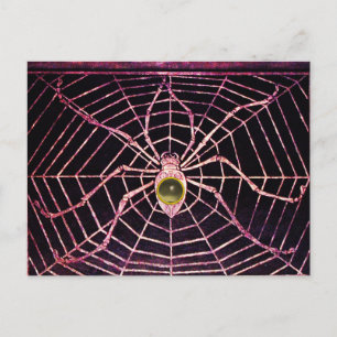 SPIDER AND WEB Grey Agate Black Postcard