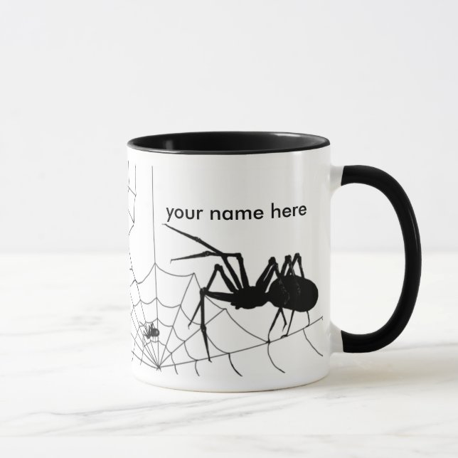 Spider and web mug - Customise add your name here (Right)
