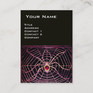 SPIDER AND WEB Pink Fuchsia Ruby Black Business Card