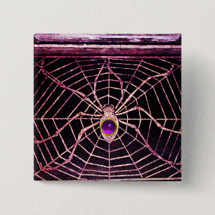SPIDER AND WEB Purple Amethyst Black 15 Cm Square Badge
