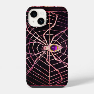 SPIDER AND WEB PURPLE GEMSTONE Black iPhone Case