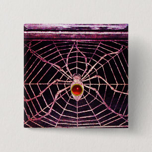 SPIDER AND WEB RED RUBY Black 15 Cm Square Badge