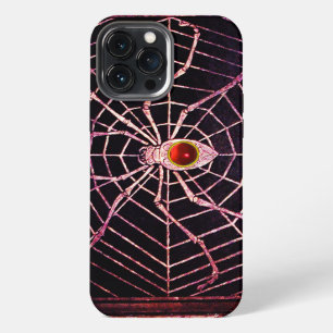 SPIDER AND WEB Red Ruby Black iPhone Case