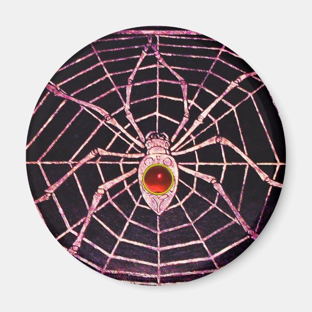 SPIDER AND WEB Red Ruby Black Magnet (Front)
