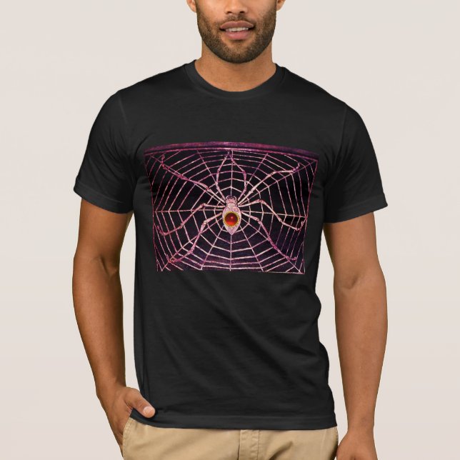 SPIDER AND WEB Red Ruby Black T-Shirt (Front)
