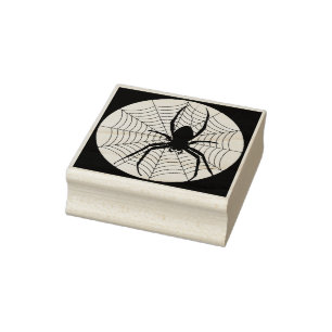 Spider and web silhouette art stamp