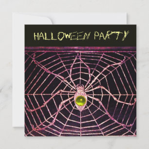 SPIDER AND WEB YELLOW TOPAZ BLACK HALLOWEEN PARTY INVITATION