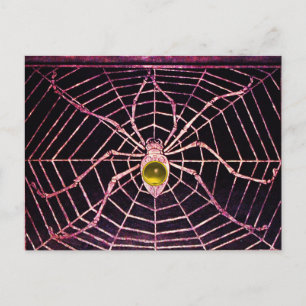 SPIDER AND WEB Yellow Topaz Black Postcard