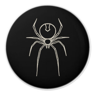 Spider - Bat Black and Bone White Ceramic Knob