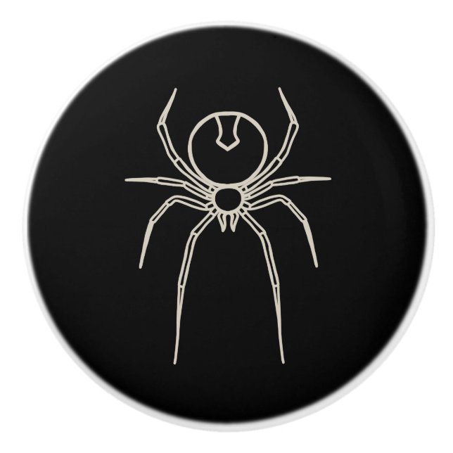 Spider - Bat Black and Bone White Ceramic Knob (Front)