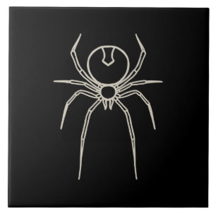 Spider - Bat Black and Bone White Ceramic Tile