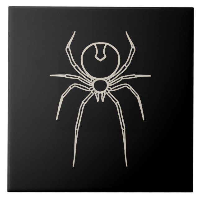 Spider - Bat Black and Bone White Ceramic Tile (Front)