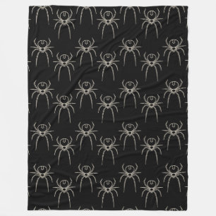 Spider - Bat Black and Bone White Fleece Blanket