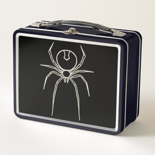 Spider - Bat Black and Bone White Metal Lunch Box (Front)