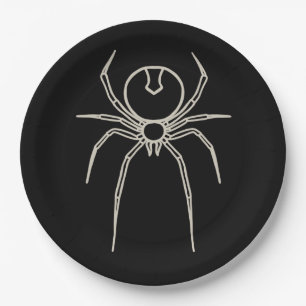 Spider - Bat Black and Bone White Paper Plate