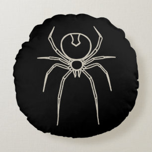 Spider - Bat Black and Bone White Round Cushion