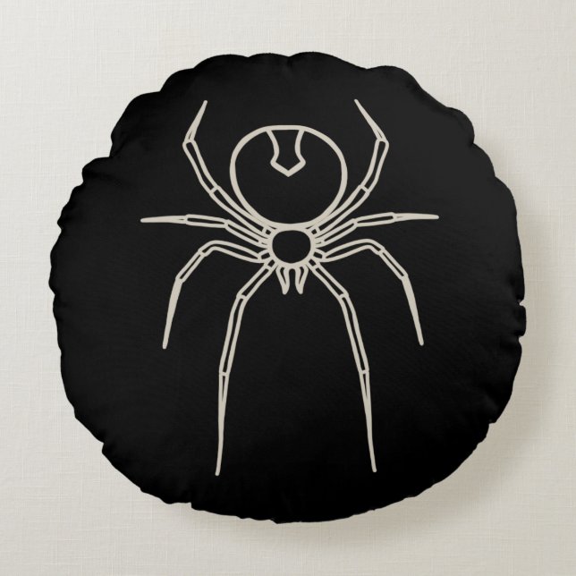 Spider - Bat Black and Bone White Round Cushion (Front)