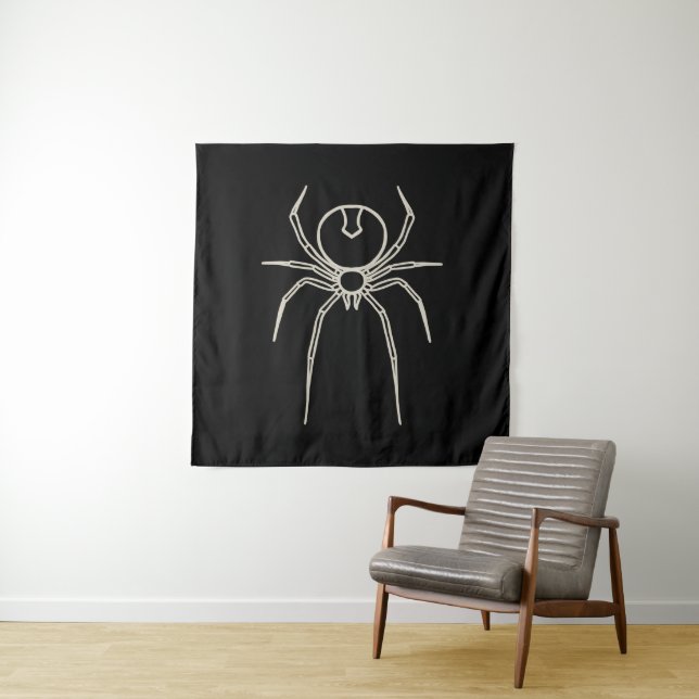 Spider - Bat Black and Bone White Tapestry (In Situ)